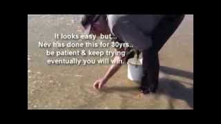 Catching Beach Worms. Watch A Champion Down Under.