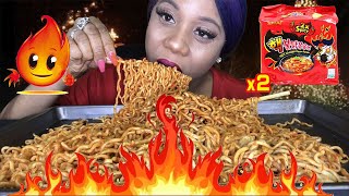 EXTREME FIRE HOT NUCLEAR NOODLES 2X SPICY CHALLENGE + Sauce ASMR 핵불 RAMEN 5Pk Video MUKBANG 먹방 ??