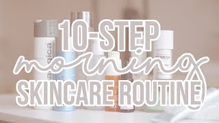 MORNING ACNE ROUTINE: 10 Step Korean Skincare Routine for GLOWING SKIN | Raquel Mendes