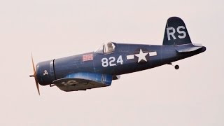 F4U CORSAIRS X 2 - 1/5 SCALE RC - SAITO FG84RE KELEO EXHAUST - VE DAY TRIBUTE RAF TIBENHAM - 2016