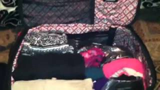 How to pack a carry-on for women. What's in my carry on. Vera Bradley Mocha Rouge Luggage