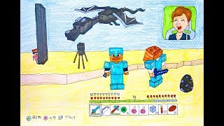 【マインクラフト】エンダードラゴン VS セイキン夫婦 描いてみた！