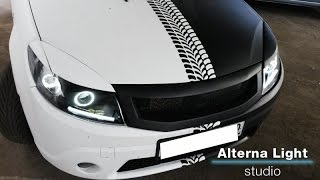 Установка биксеноновых линз, дхо и ангельских глазок GT на Renault Sandero