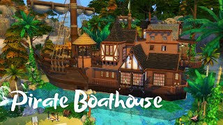 The Sims 4 Speed Build | CARIBBEAN PIRATE SHIP BOATHOUSE | NO CC