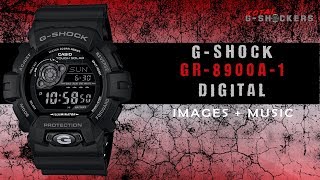 Casio G-Shock GR8900A-1 Full Black Tough Solar Digital Watch | Music & HD Images Only