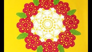 Салфетка крючком Розы 3_Doily crochet Roses #салфетка #салфеткакрючком #вязаниекрючкомвязание #