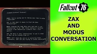 Fallout 76 Zax and Modus Conversation in the Enclave Bunker