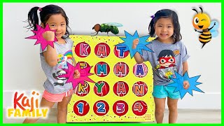 Giant Smash Box Surprise Toys and Learn Bugs Name with Emma and Kate!