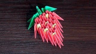 Клубника из модулей оригами из бумаги схема сборки для начинающих