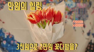[만원의 행복] 시장가서 호떡도 먹고 꽃사서 꽃다발 만들어 선물하기 | 3000원 튤립 꽃다발  | 만원으로 힐링하기 | 만원으로 꽃다발 만들기