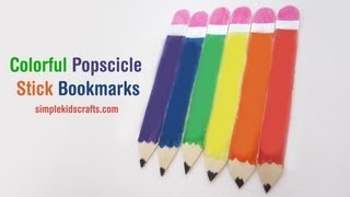How to make colored pencil bookmarks with popscicle sticks - EP - simplekidscrafts