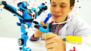 Игры с доктор Ой - Тобот сломался! Видео про роботы Трансфомеры.