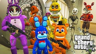 АНИМАТРОНИКИ ОГРАБИЛИ БАНК ФНАФ 5 НОЧЕЙ ГТА 5 МОДЫ! ОБЗОР МОДА GTA 5 видео игра мультик для детей