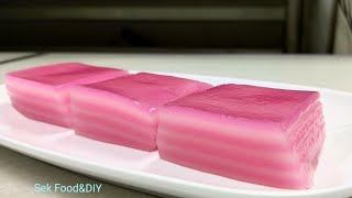 วิธีทำขนมชั้นสีชมพูแป้งบางนุ่มเหนียวหอมหวานมัน#Layer Sweet Cake/Sek Food&DIY