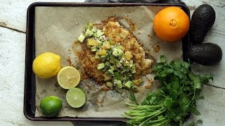 Baked Grouper with Orange Mustard and Avocado Salsa