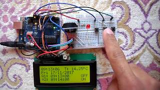 Arduino + DS3231 real time clock with alarms and temperature monitor