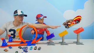 Машинки для детей Трек ХотВилс Рекордный Прыжок - Даник играет против Папы. Hot Wheels Super Score