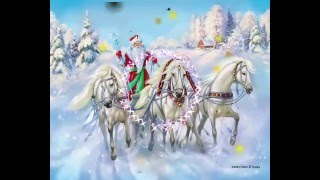 ФУТАЖ - НОВОГОДНЯЯ ТРОЙКА ЛОШАДЕЙ -  ДЛЯ ВИДЕОМОНТАЖА