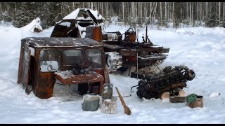 ТТ-4 Ремонт двиг. А-01 зимой в лесу Это-ж Россия детка...