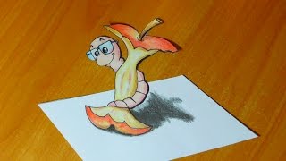 Как нарисовать рисунок 3 д червяк / How to draw figure 3 d worm