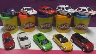 Surprise eggs of play doh with cars: ambulance, police