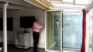 Glasfalttüren/Glasfaltwand für Wohnraum , Funktionserläuterung