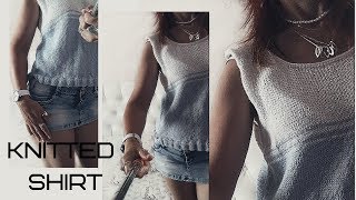 Вязание спицами  //Как вязать летнюю женскую майку топ //  Подробное описание.