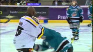 Ruman Ndur vs Brad Cruikshank EIHL fight 27-12-08