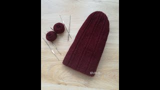 Вязаная шапка спицами. Шапка бини. Мастер-класс для начинающих.