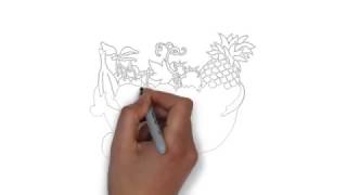 как нарисовать корзину с фруктами,how to draw a fruit basket,cómo dibujar una cesta de fruta