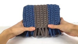 Сумочка из трикотажной пряжи. Сумочка крючком. Вязаная сумочка. Женская сумочка крючком. Обзор.