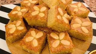 طريقة البسبوسة الزمنية بدون بيض على الطريقة الليبية روعه/ونصائح لنجاح البسبوسة/بسبوسة من  أم لقمان