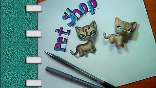 Как рисовать с натуры -  Рисуем котенка Пет Шоп в 3 d- Pet Shop