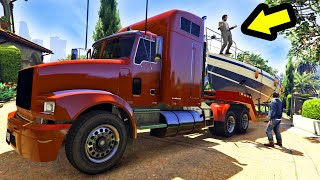 قراند 5 : ترايفر سائق الشاحنة يعيد يخت مايكل المسروق | GTA V Trucking Michael's Boat