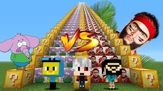 FİL NECATİ VS RECEP İVEDİK MERDİVEN ŞANS BLOKLARI - Minecraft