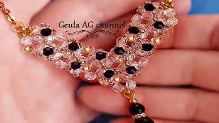 How to make Beaded Necklace Crystal Beads Chevron Necklace DIY