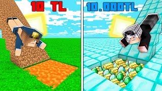 1 TL KAYDIRAK VS 10.000 TL KAYDIRAK! ? - Minecraft
