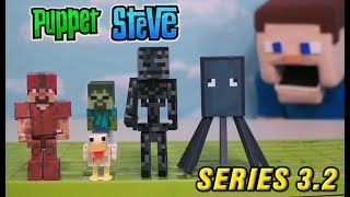 Minecraft Series 3.2 Action Figures Set Jazwares Unboxing Toys Overworld - Chicken Jockey, Squid