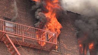 PASSAIC NJ FIRE DEPARTMENT 7th ALARM FIRE "FULL VIDEO" Heavy Fire in a 5 Story Apt Building