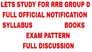 RRB GROUP D OFFICIAL NOTIFICATION || SYLLABUS || BOOKS || EXAM PATTERN || FULL PREPARATION ||