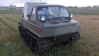 Гоняем на гусеничном самодельном вездеходе по озеру! Чудо-техника!