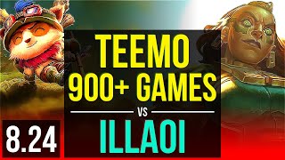 TEEMO vs ILLAOI (TOP) | 900+ games | NA Master | v8.24
