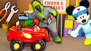 Silly Mechanic Gorilla Fix Box Fort with Mickey Mouse Tools