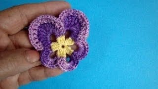 Анютины глазки How to crochet pansy Вязание крючком Урок 54