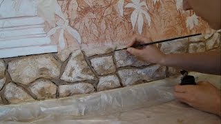 Мастер класс Как сделать декоративный #камень из фасадной штукатурки и расписать его *Декор стен*.