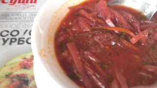 СУП БОРЩ из кафе "Япоша" бизнес-ланч / Borscht "Yaposha" Moscow sushi cafe — Food Unpack&Review