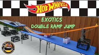 Hot Wheels fat track double ramp jump exotics cars tournament race