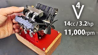 4 Cylinder V-Shaped 4 Stroke Nitro Engine Test