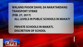 NTVL: Class Suspension due to transport strike (Feb 27, 2017)