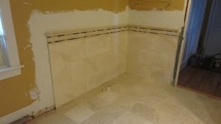 Travertine tile bathroom time lapse